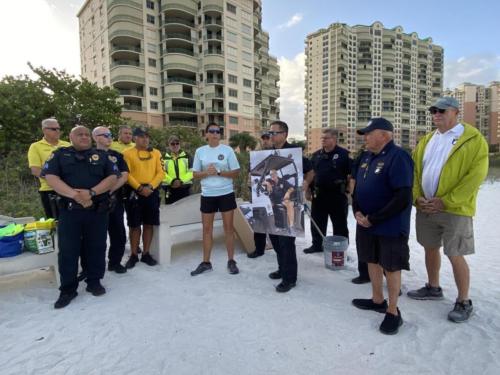 Chief Frazzano addresses  the group prior to the Clean-up. Members of the Marco Island Police Department and The Marco Island Police Foundation gathered to pay their respects.