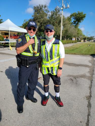 February 14, 2021 Kiwanis Car ShowDirector Bill Miller (on Duty) and Director William Morris handle the Traffic Detail at the Car Show